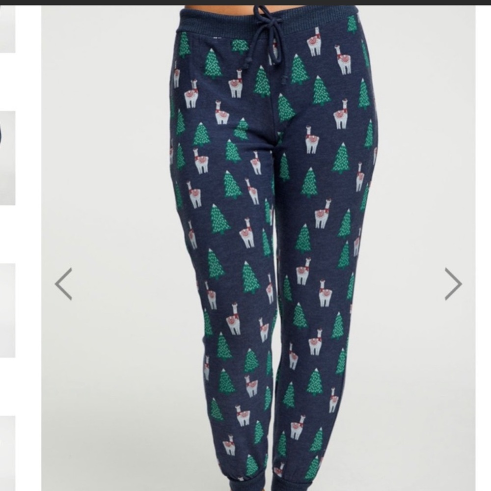 Chaser Holiday Llama Pants Lounge PJs Joggers New